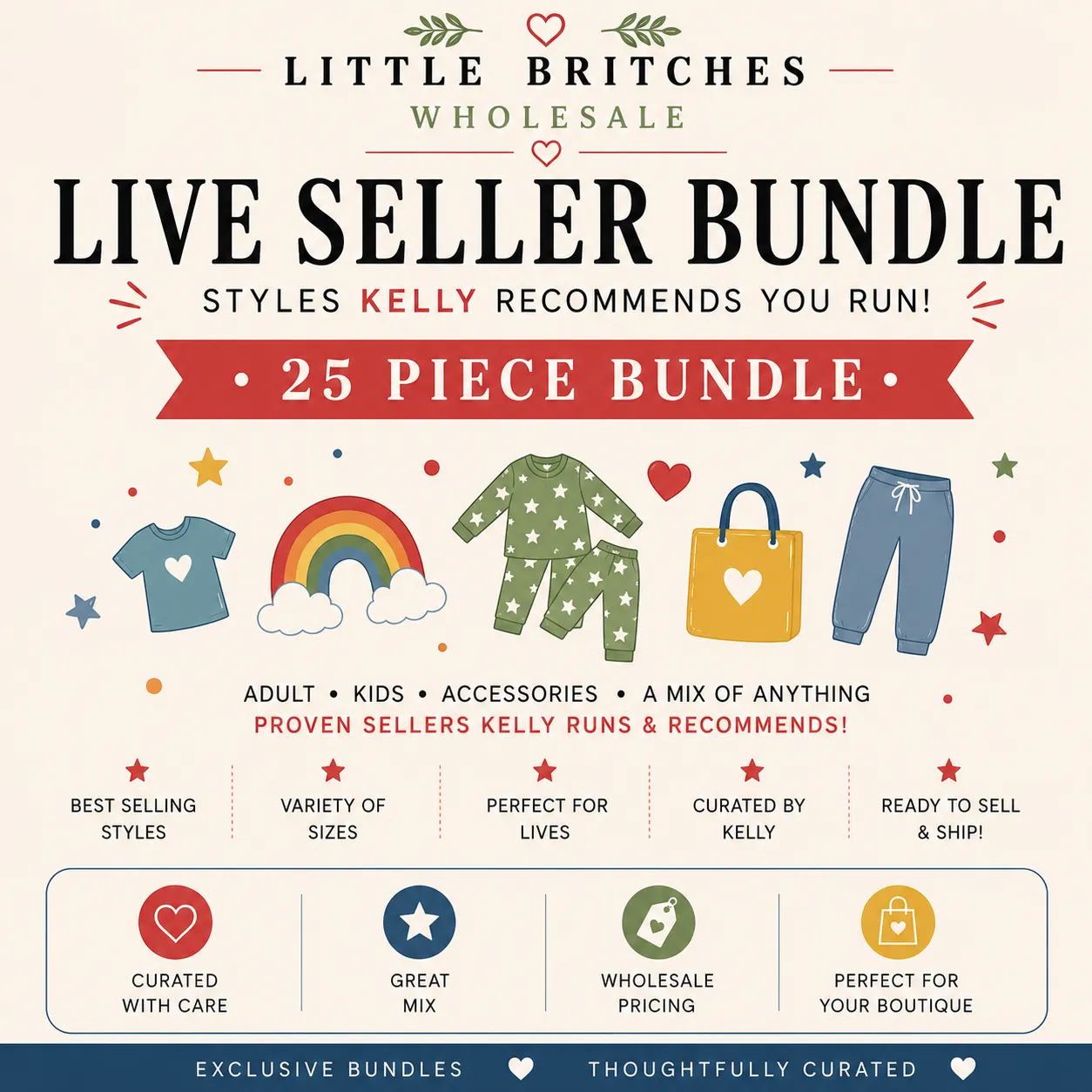 Live Seller Bundle | 25 Piece Wholesale Assortment | Bamboo, Canvas, Minky & More