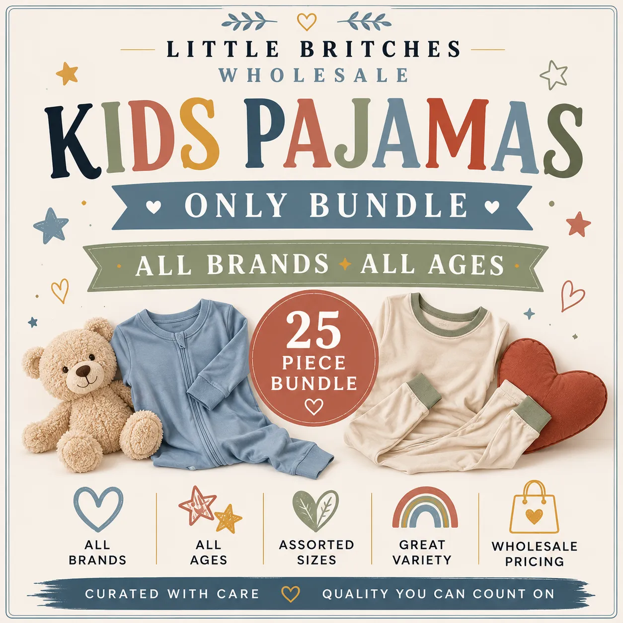 Kids Bamboo Pajamas Only | 25 Piece Wholesale Assortment