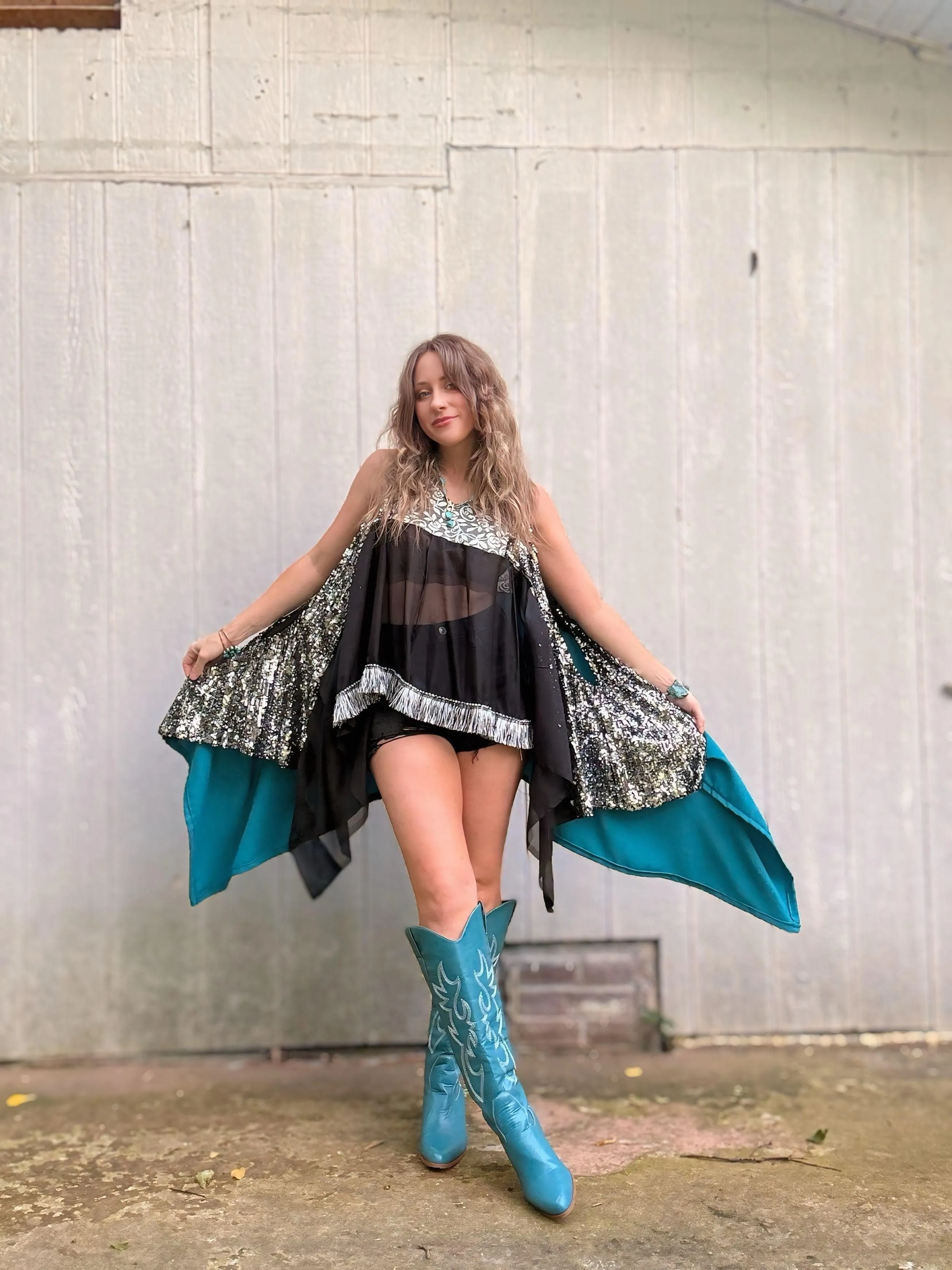 Twilight Sequin Plunge Top - Free Size
