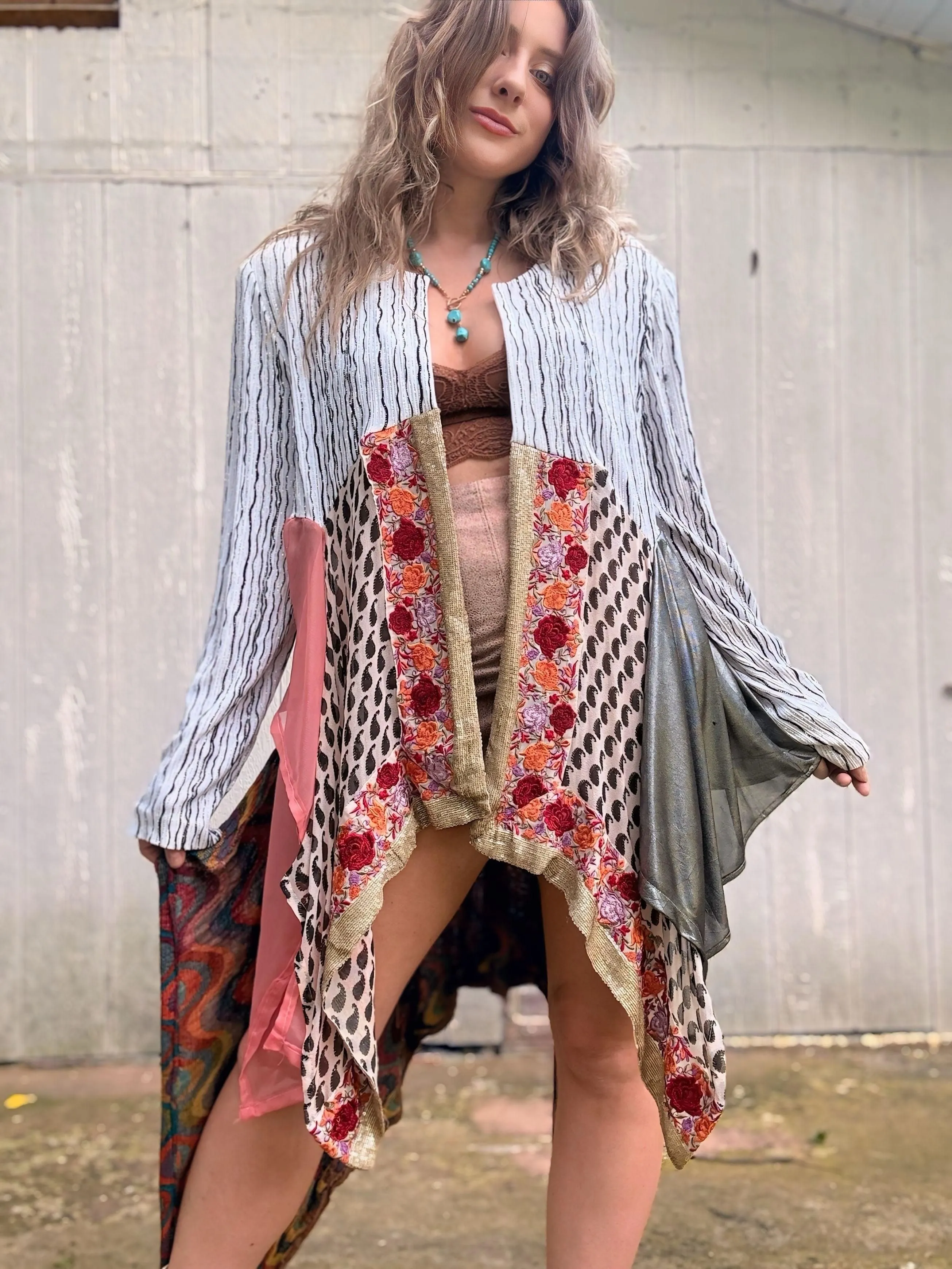 Liquid Silver Embroidered Jacket - L/XL/2X