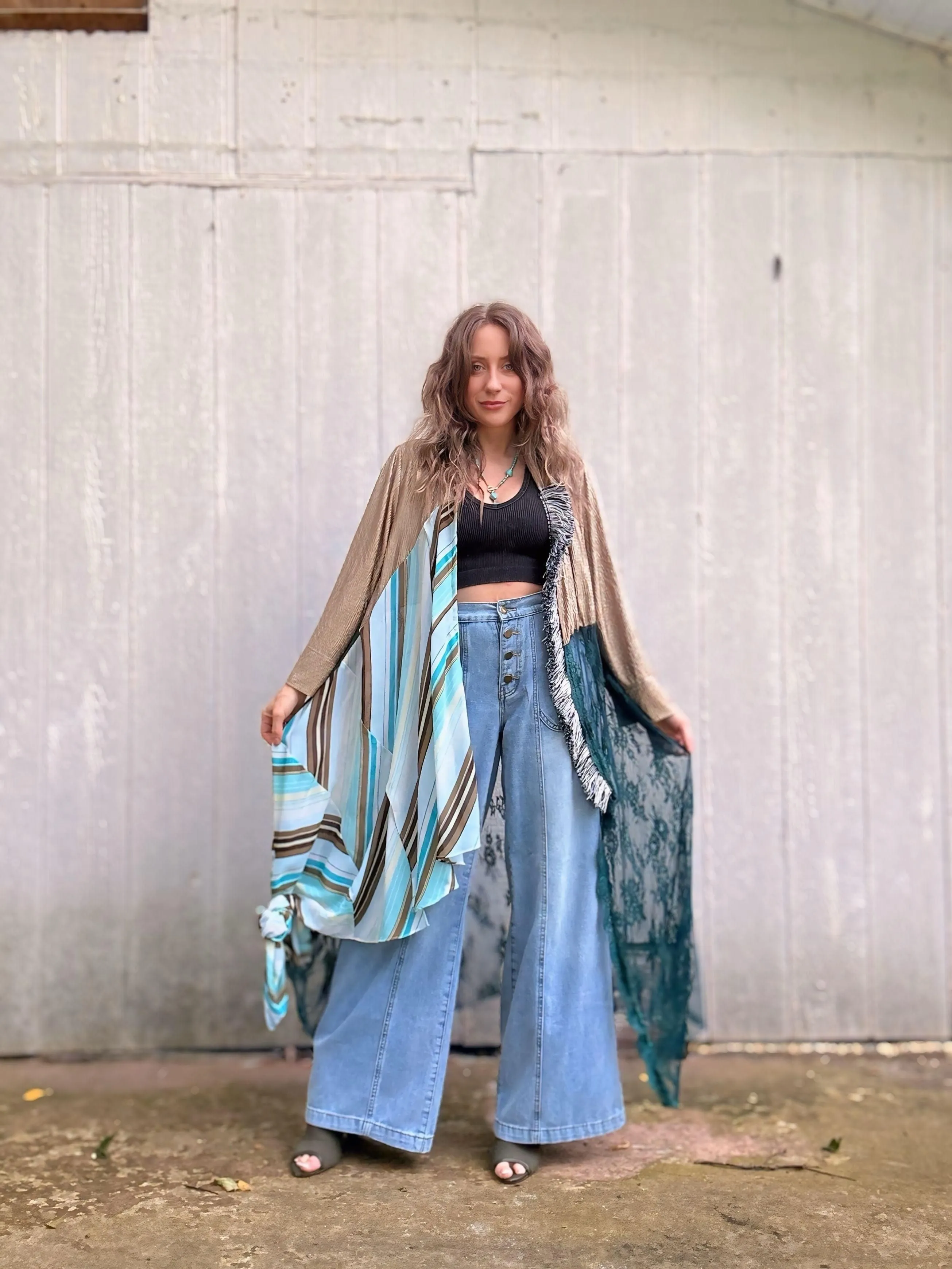 Lunar Cowgirl Gold Lace Duster - Free Size