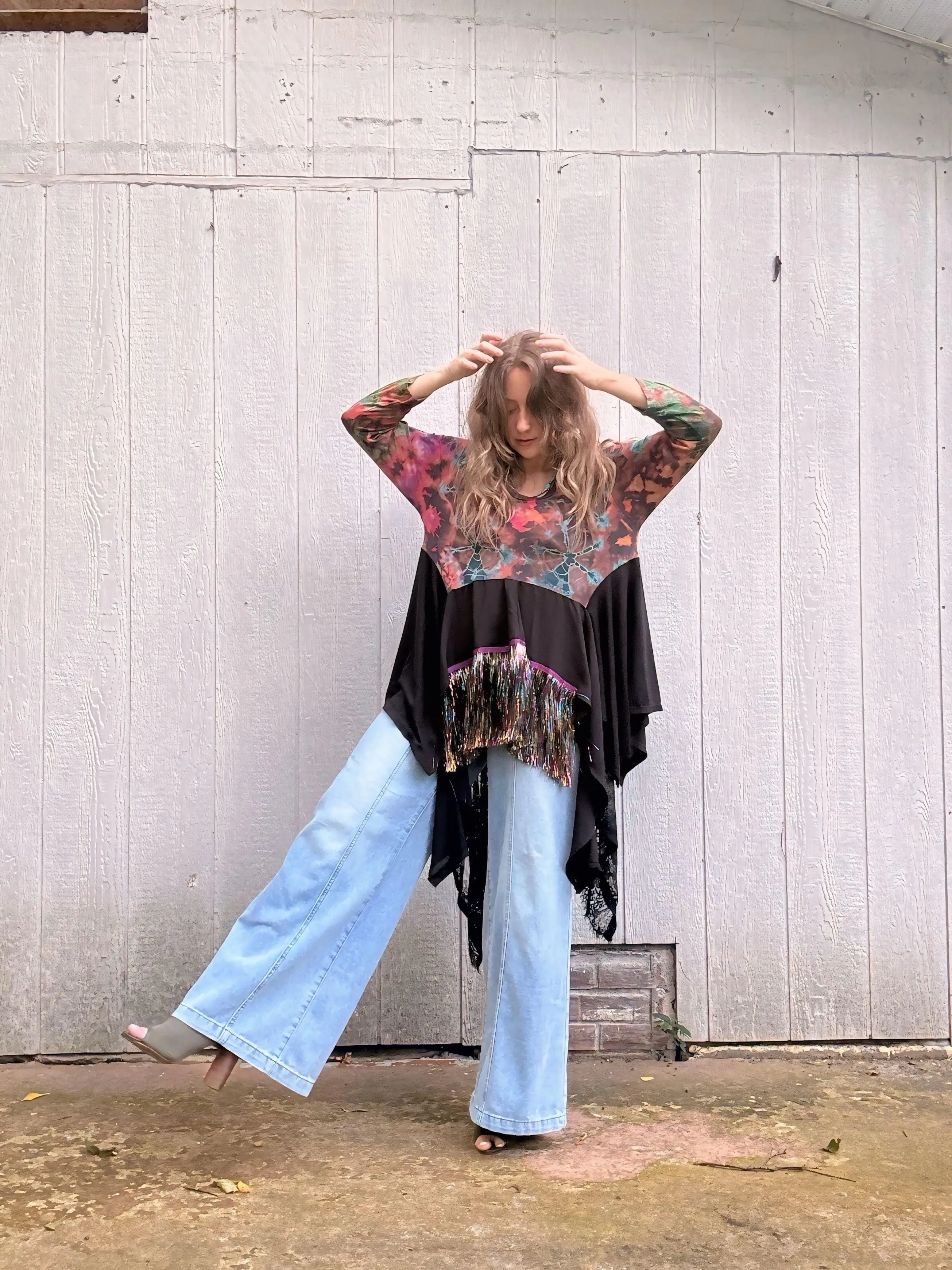 Galaxy Rider Metallic Fringe Knit Tunic - XL/2X/3X