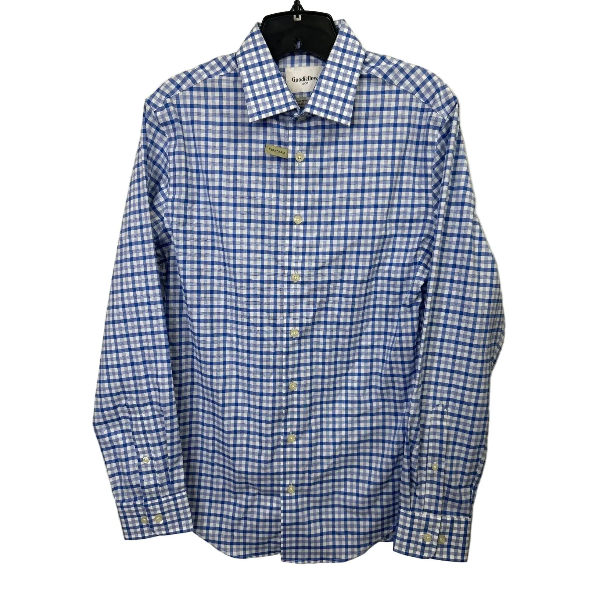 #1076 Goodfellow & Co Size S Blue & White Gingham Long Sleeve Button-Up Shirt