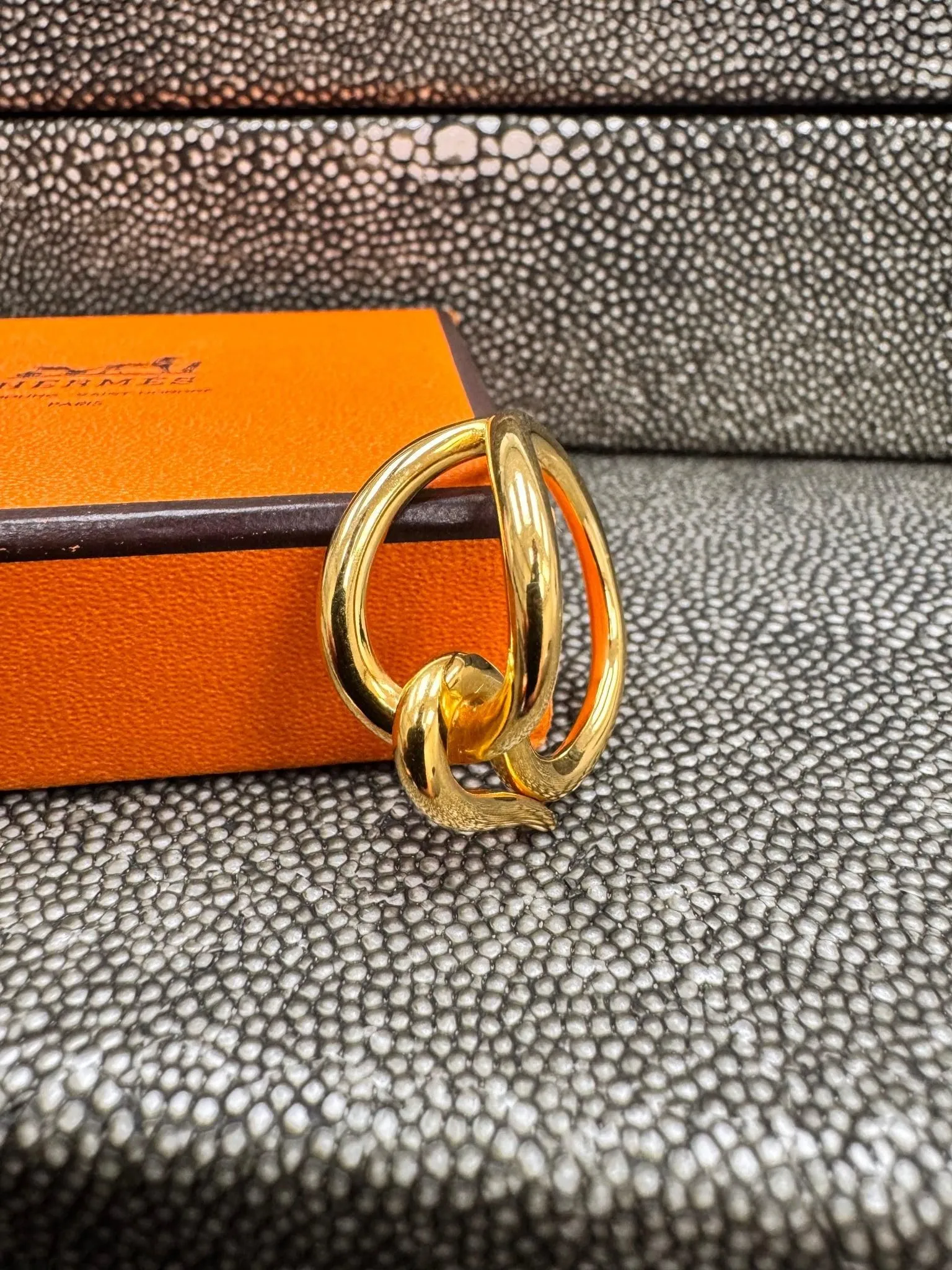 Hermes Gold Tone Jumbo Scarf Ring