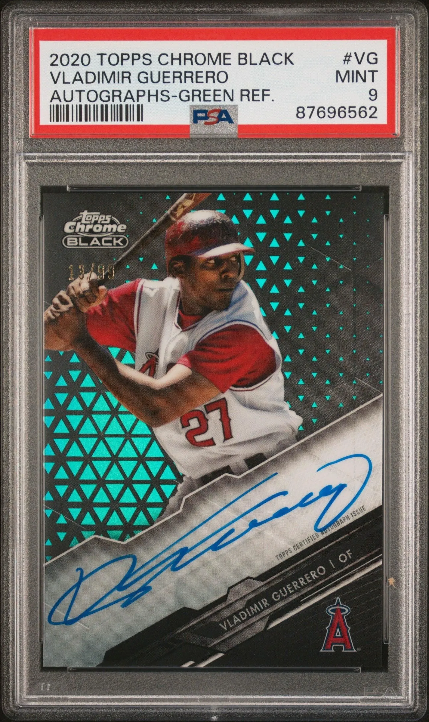 2020 Topps Chrome Black Autographs Vladimir Guerrero Autos Green Ref. PSA 9