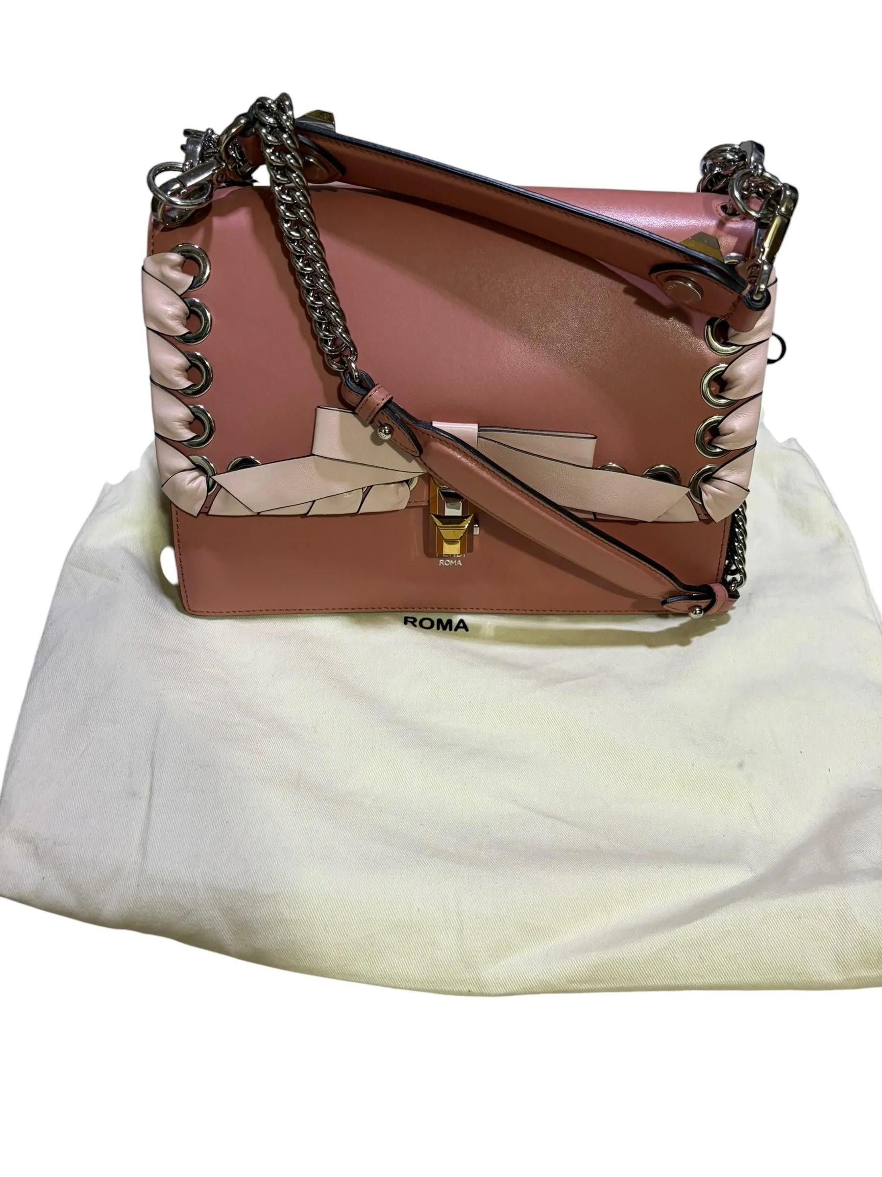 Fendi - Fendi Pink Napa Leather Bow Tote