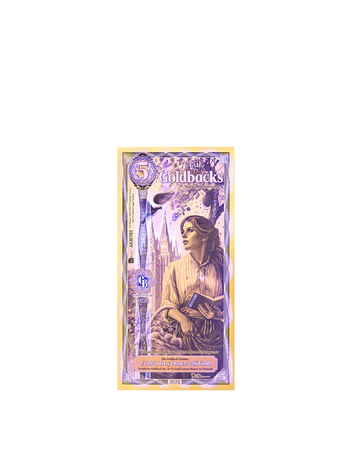 5 Utah Goldback | Aurum Gold Foil Note (24k)