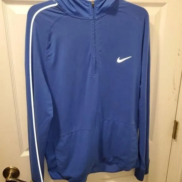 Product image for Nike Hoodie Mens Large Blue Lightweight Hooded Full zip Dri-Fit Running Gym