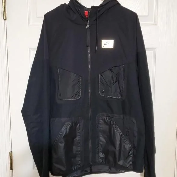 Product image for NWOT Nike International Full zip Rain Coat Jacket, Black Gray Sz L