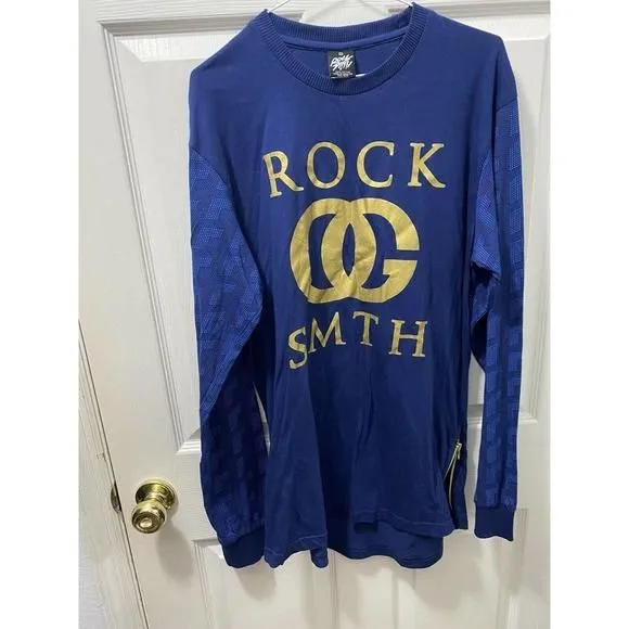 Product image for Mens Rock Smith NYC Long Sleeve Shirt Side Zippers Size Medium Blue