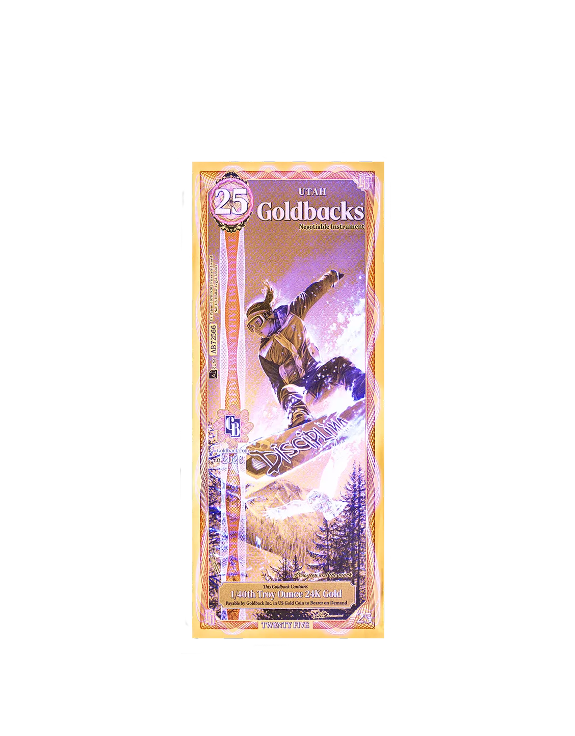 25 Utah Goldback | Aurum Gold Foil Note (24k)