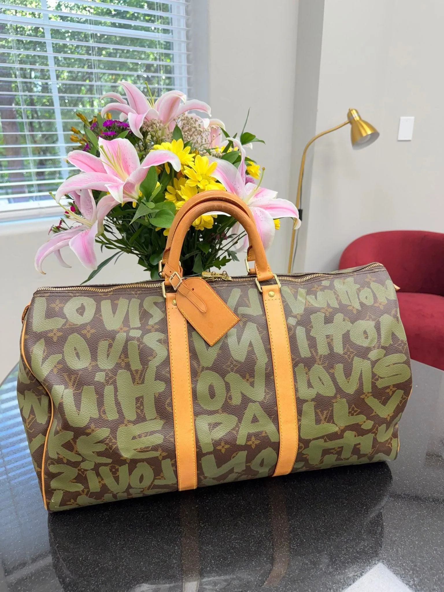 Louis Vuitton X Stephen Sprouse Green Monogram Graffiti Keepall 50