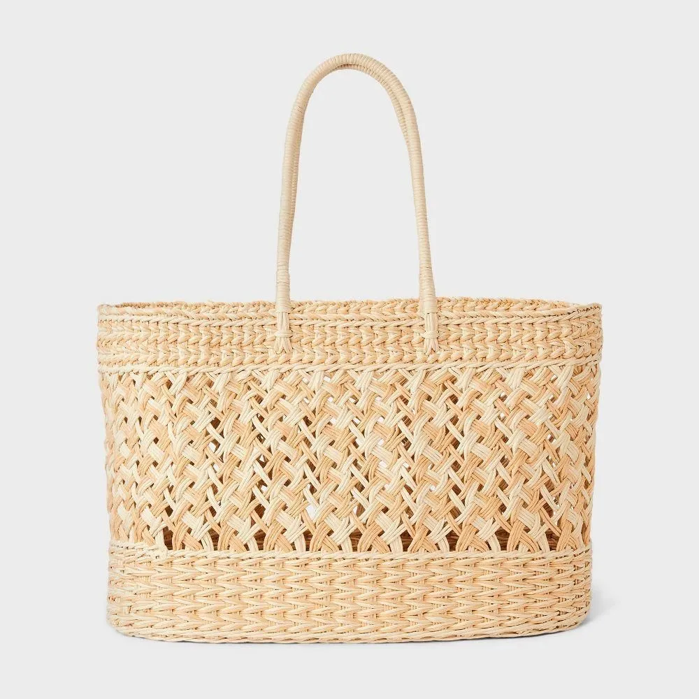 New Without Tags - Size: One Size - Straw Tote Handbag - Shade & Shore Natural/Ivory XL
