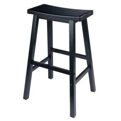New without box - 29" Satori Saddle Seat Barstool Black - Winsome: Solid Wood High-Top Counter
