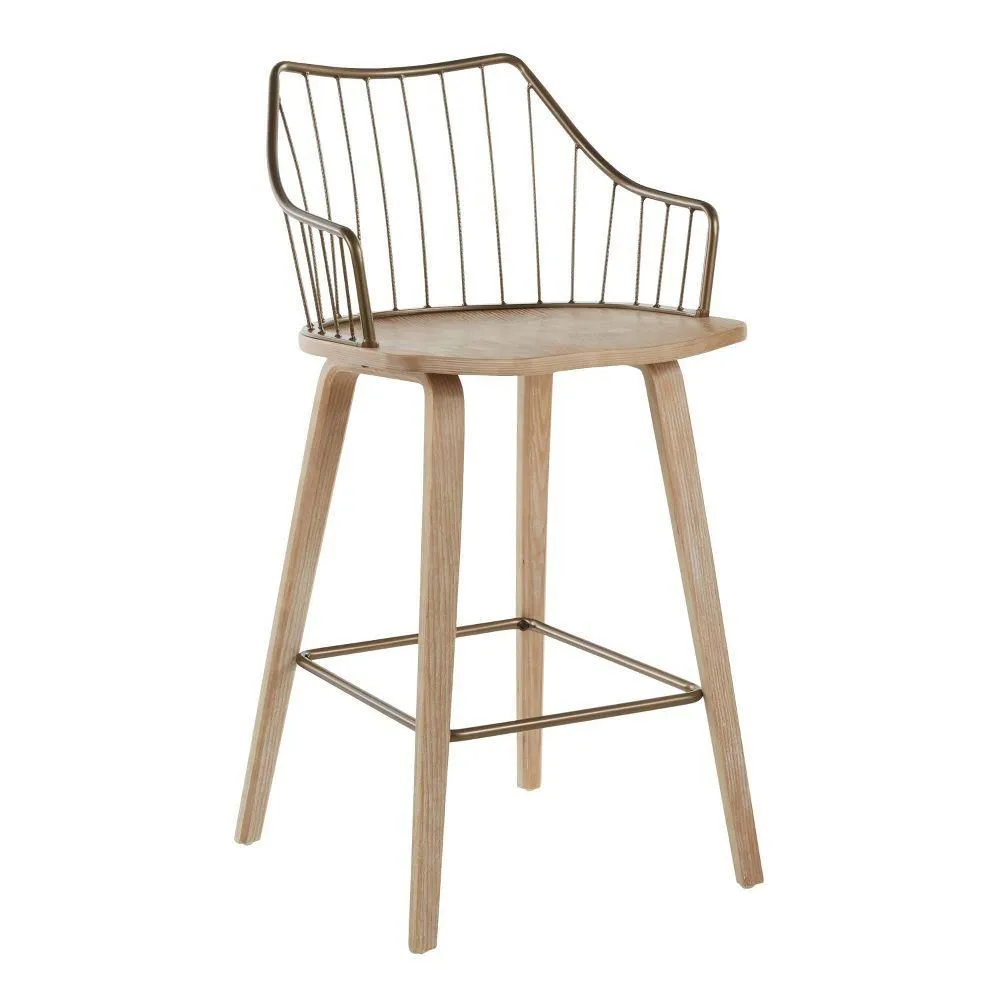 New without box - 26" Winston Counter Height Barstool White Washed/Antiqued Copper - LumiSource: