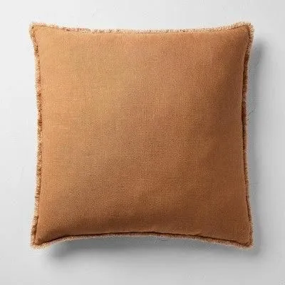New without box - Euro Heavyweight Linen Blend Throw Pillow Warm Brown - Casaluna: 26" Square