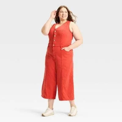 New without Tags - Women's Cropped Sleeveless Jumpsuit - Universal Thread Red 17