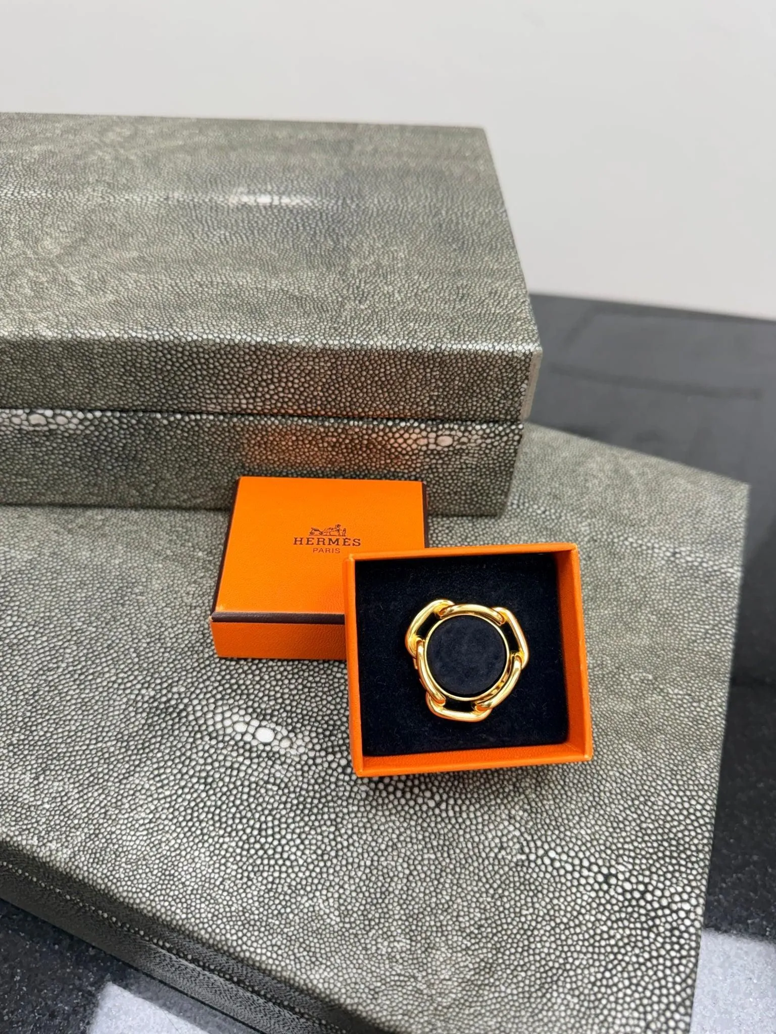 Hermes Gold Tone Regate Chaine d'Ancre Scarf Ring