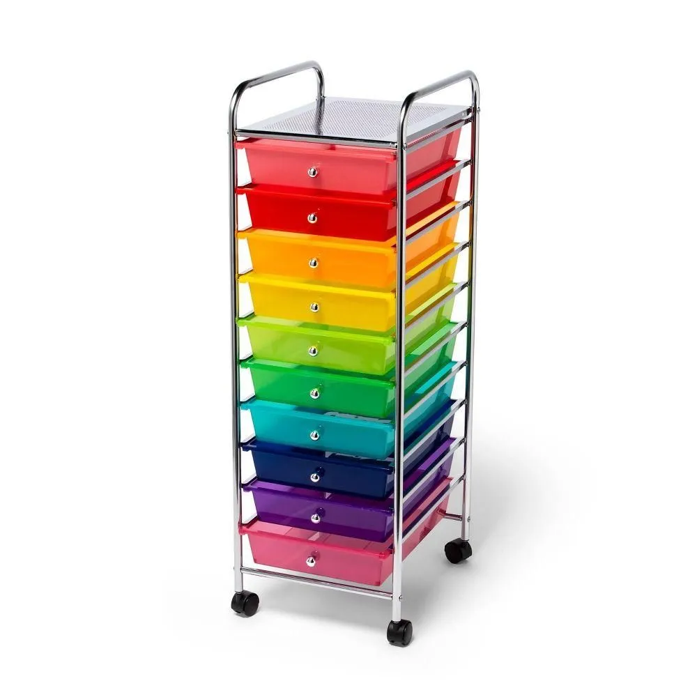 New without box - 10 Shelf Rolling Cart Rainbow Teacher Supplies - up&up