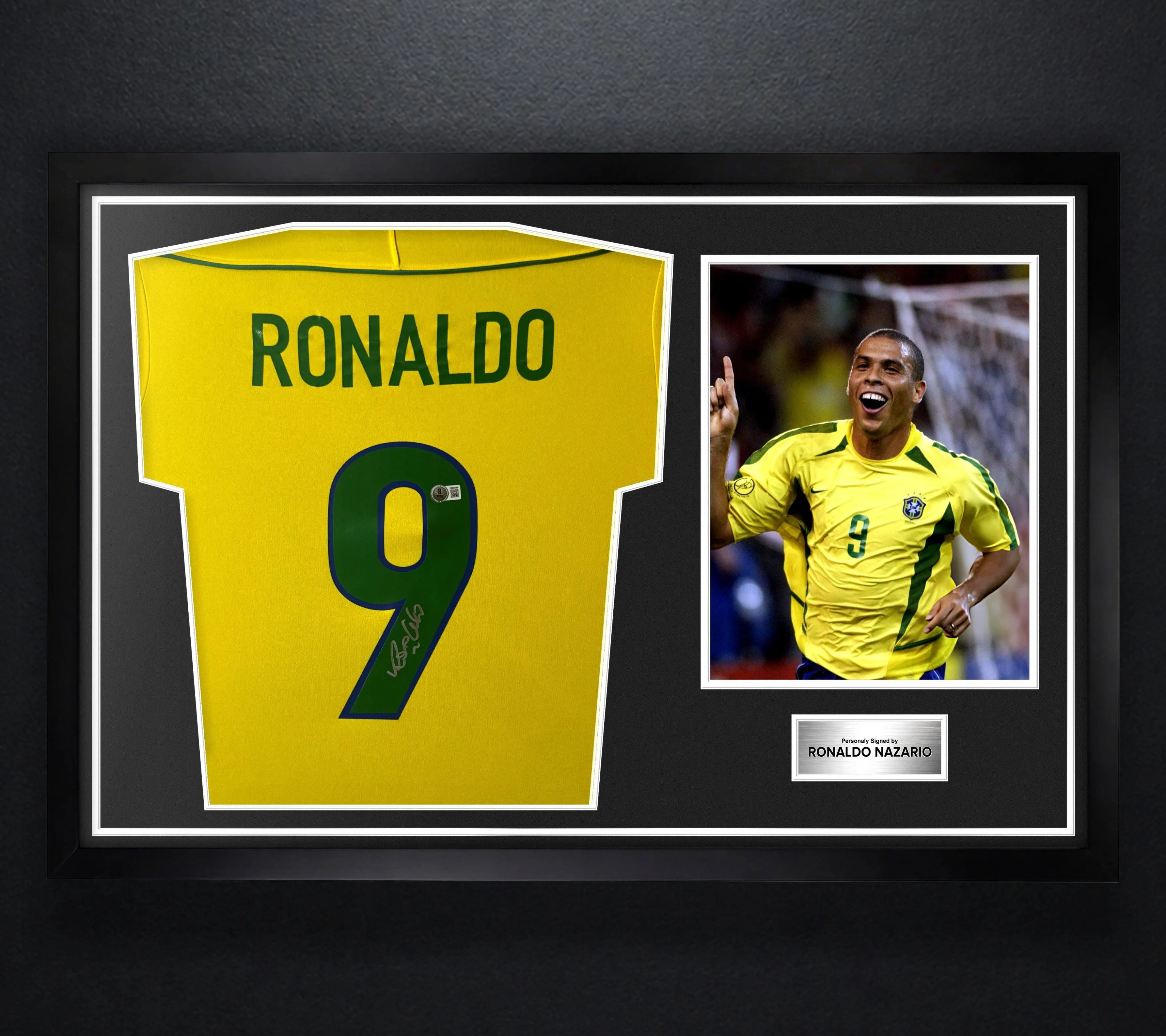 Ronaldo Nazario Signed Brazil Nike Jersey Framed Beckett COA