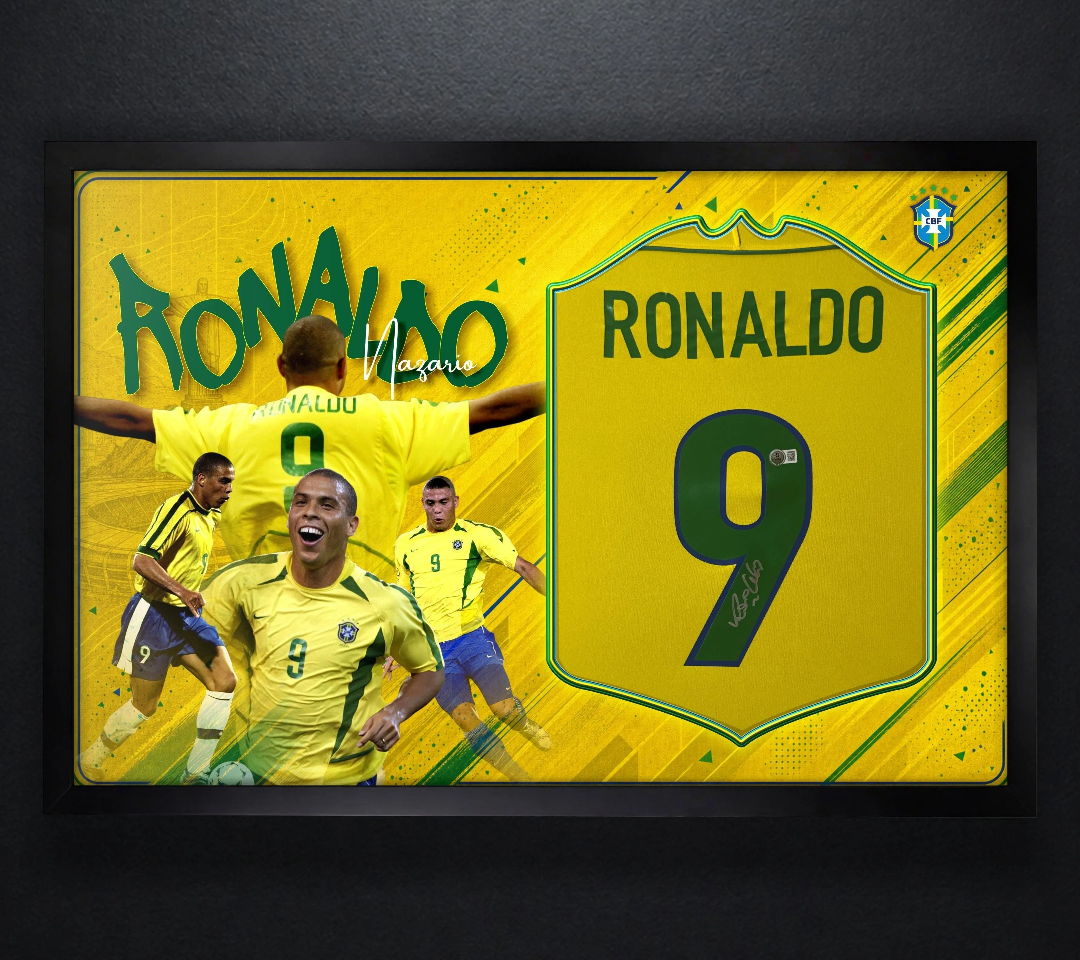 Ronaldo Nazario Signed Brazil Nike Jersey Framed Beckett COA