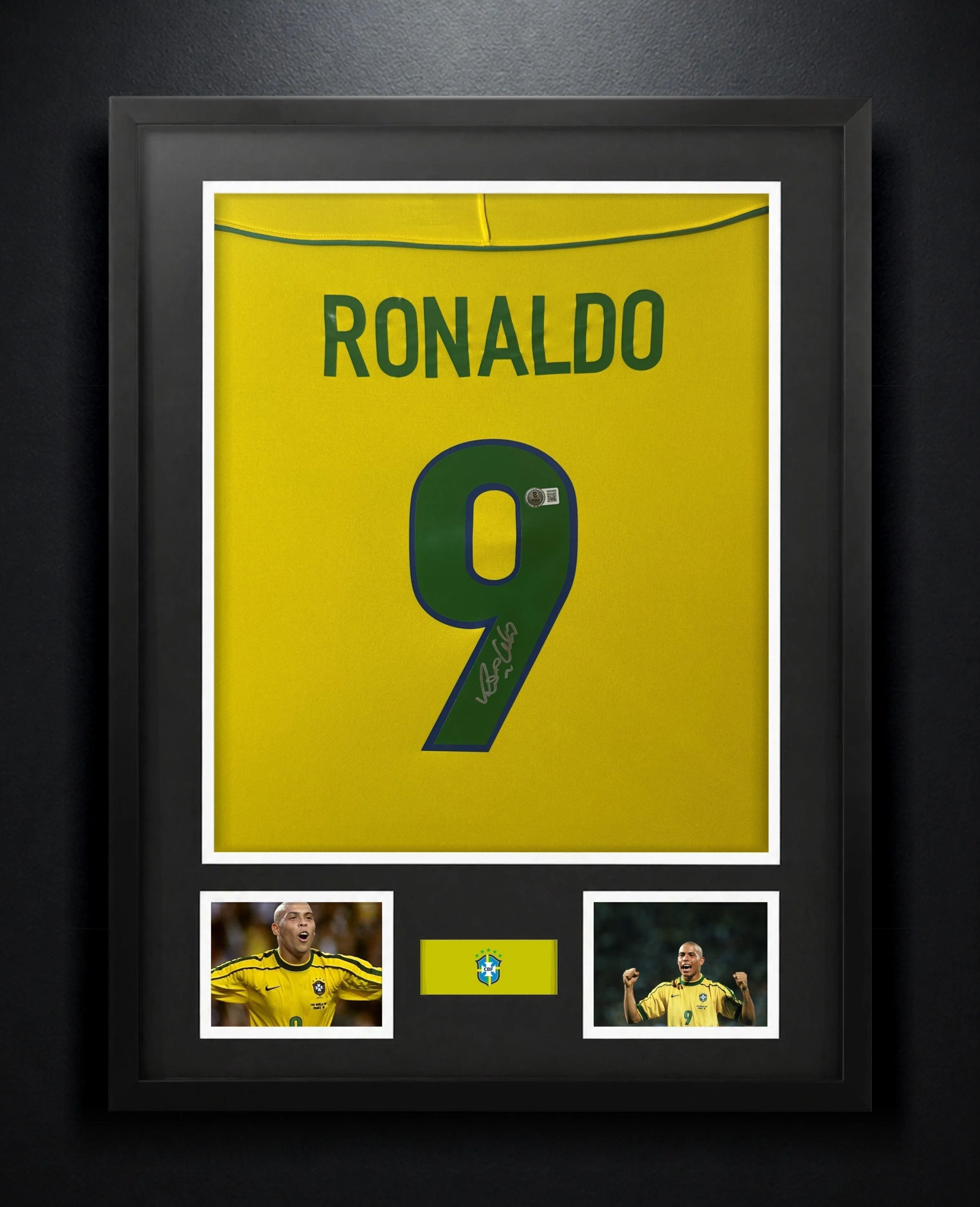 Ronaldo Nazario Signed Brazil Nike Jersey Framed Beckett COA