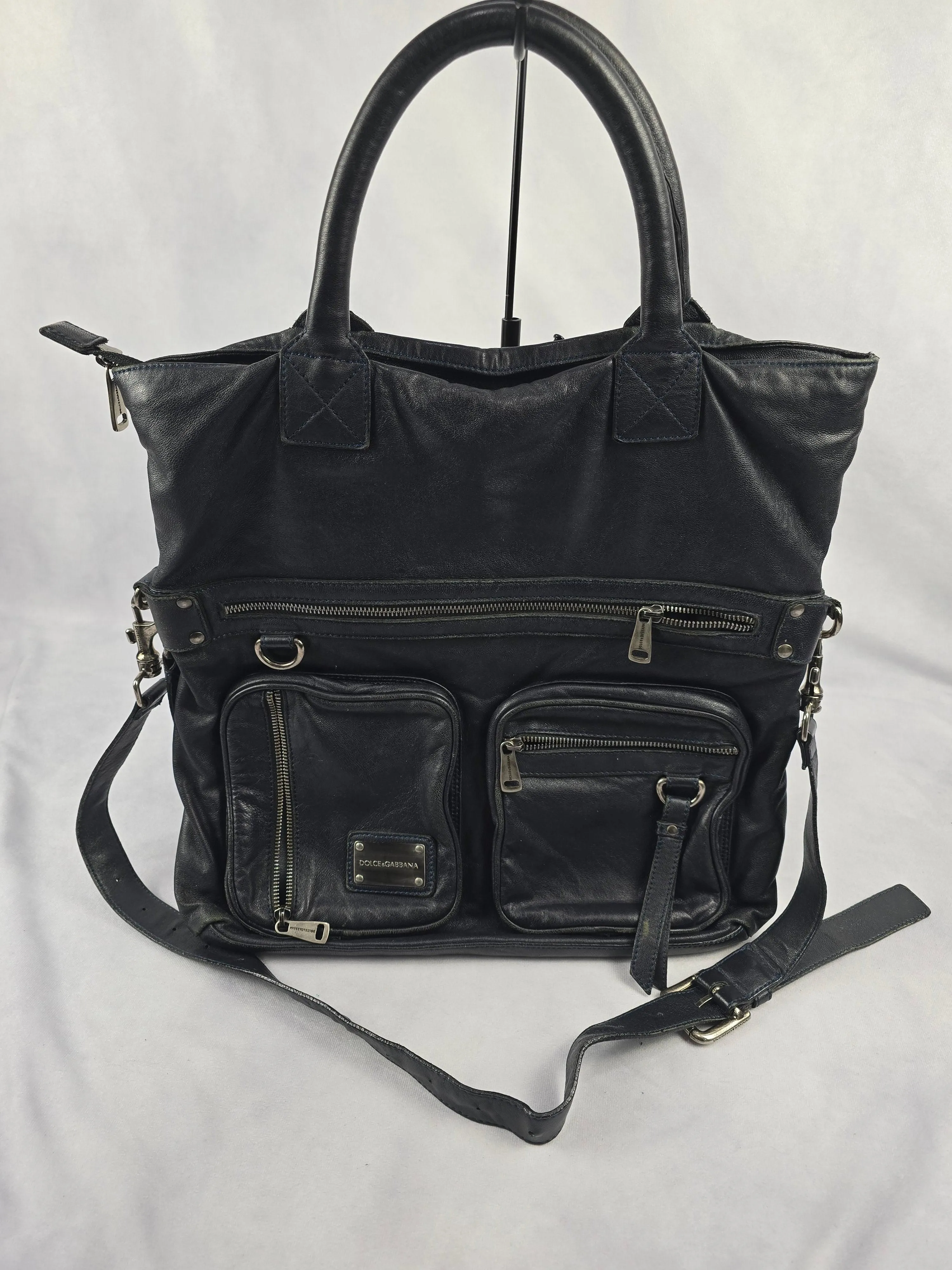 Dolce and Gabbana Vintage Multi-Pocket Leather Tote