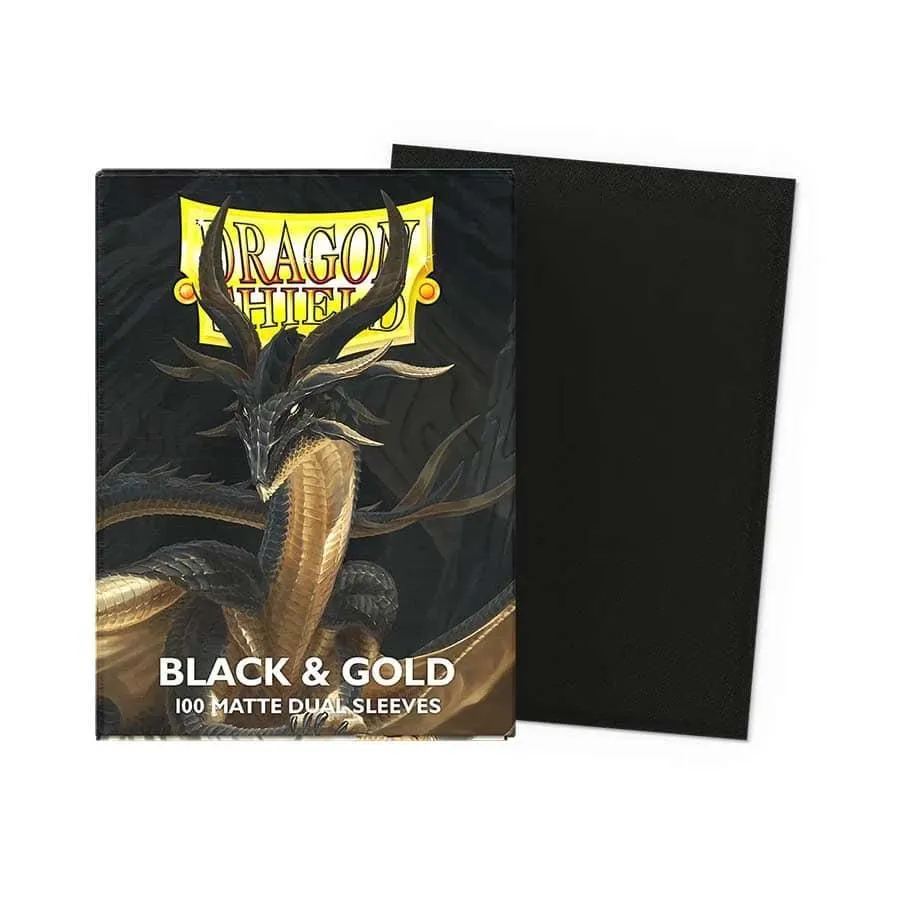 Dragon Shield Sleeves Matte Dual Black and Gold 100ct