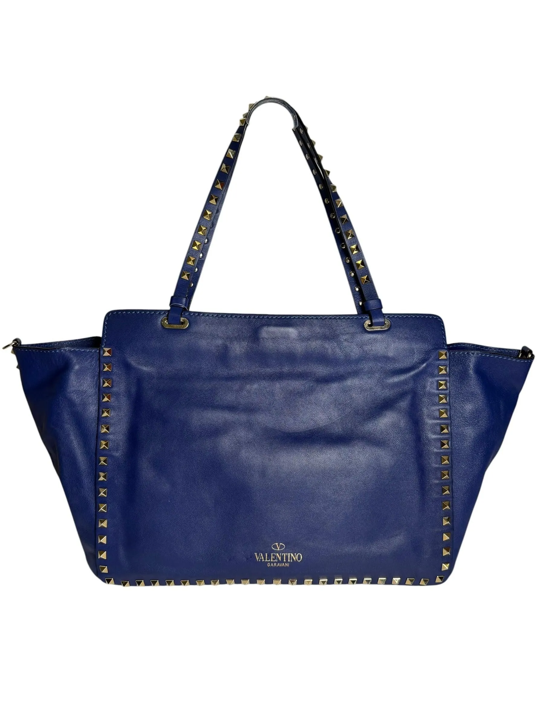 Valentino Garavani Rockstud Trapeze Tote Blue Leather T5688