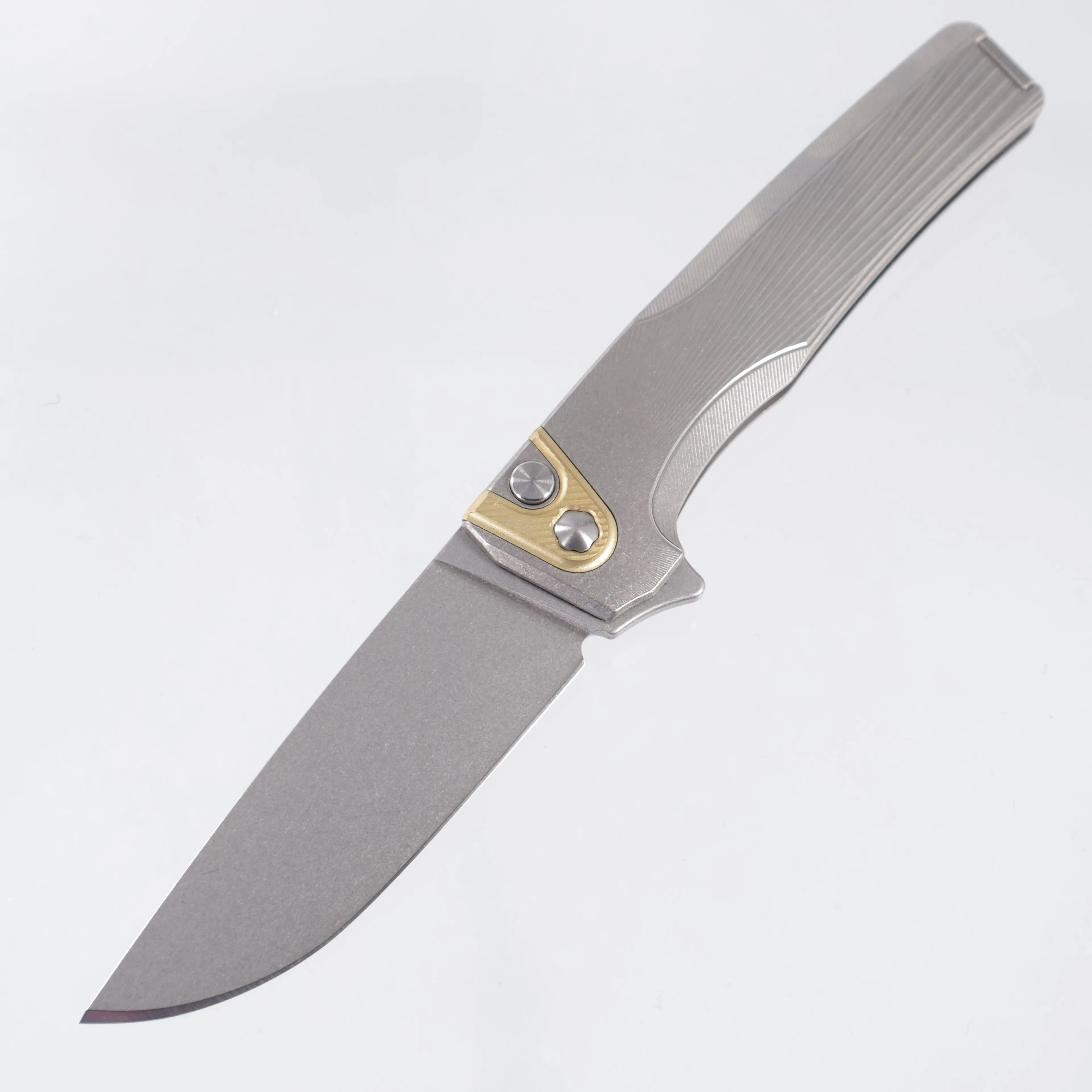 Machine Wise Sonora #2161 - Raw Sunray Texture Titanium w/ Brass Bolster - Stonewash S90V