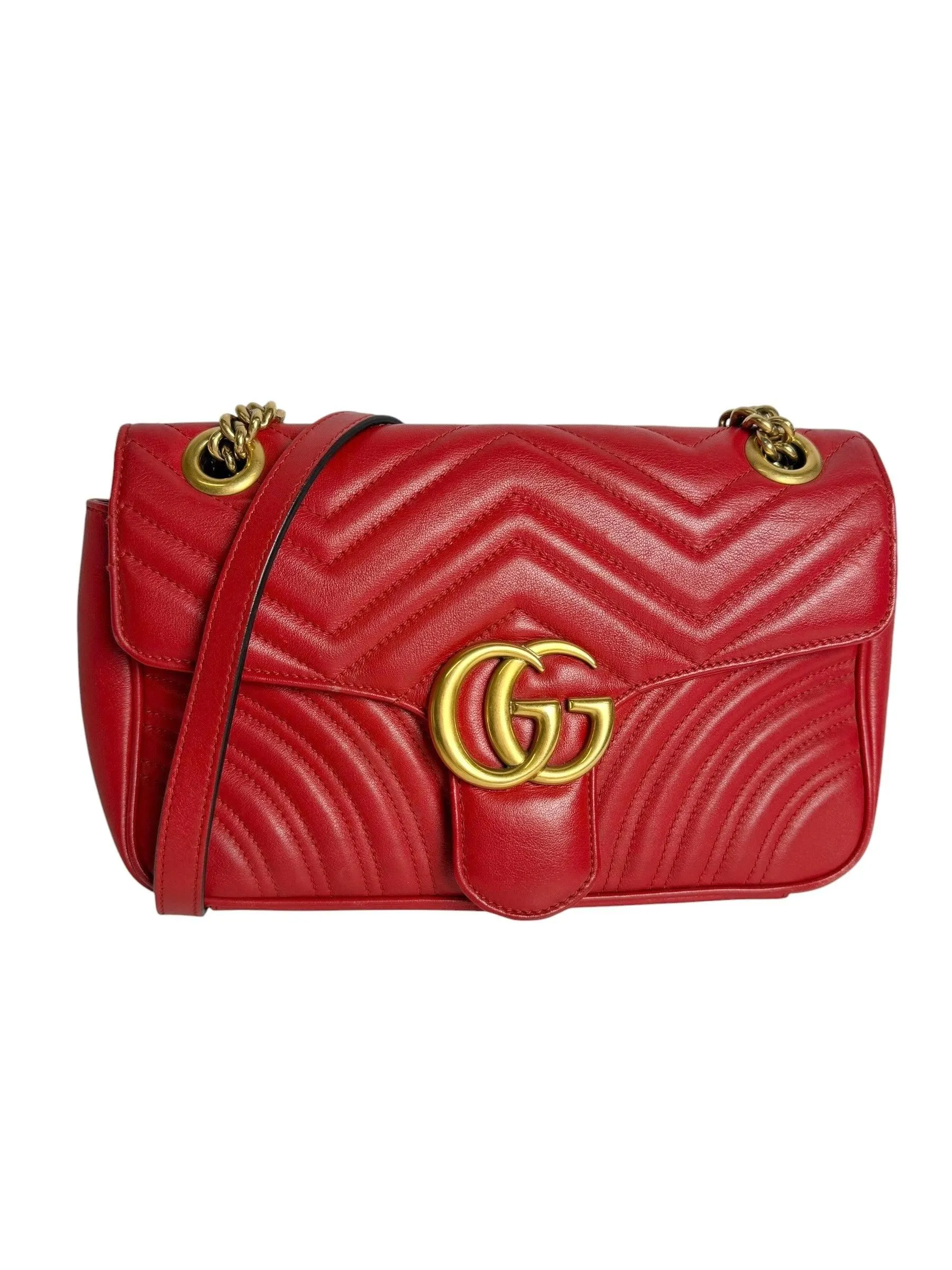 Gucci Red Marmont Flap GHW T7554