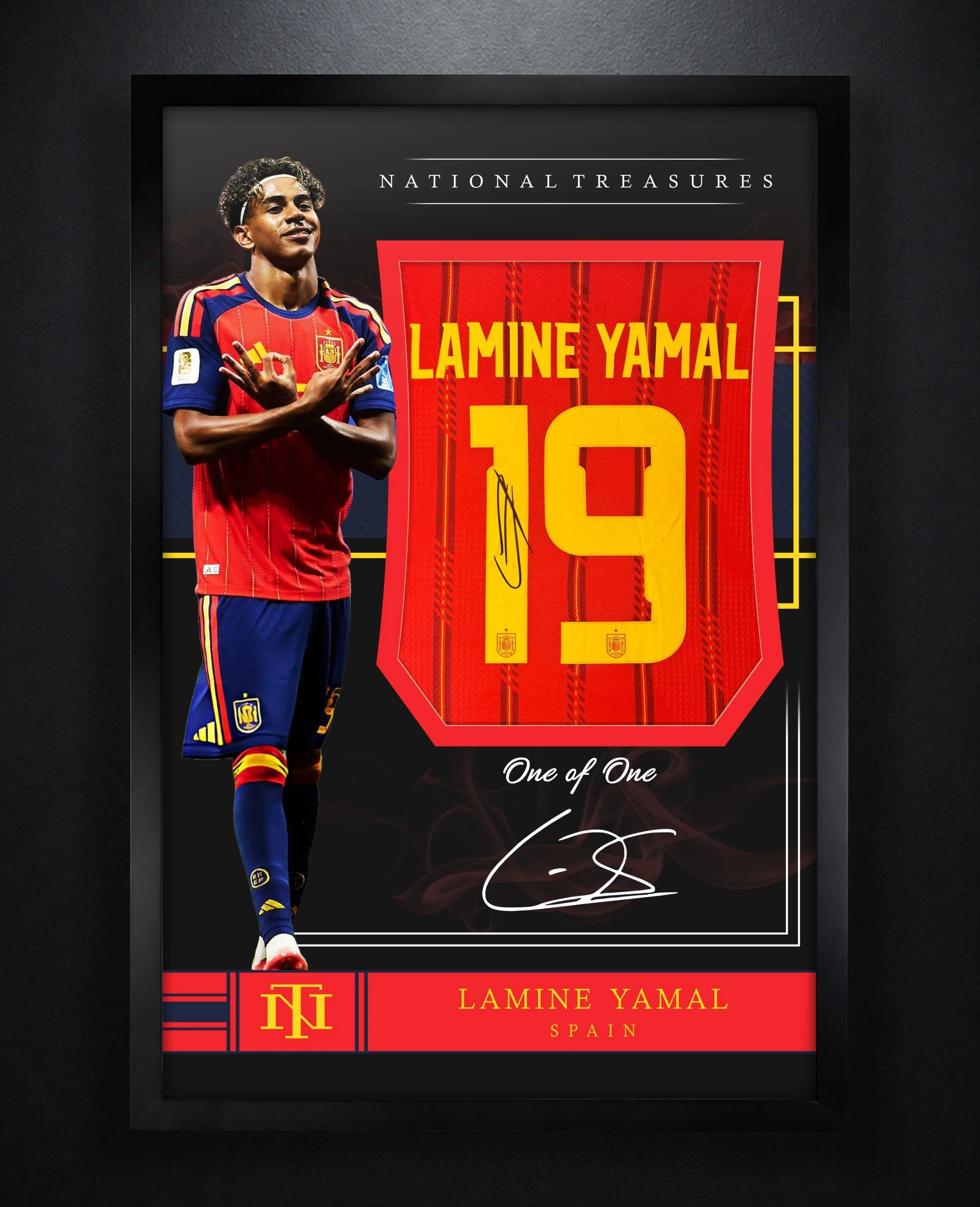 Lamine Yamal Signed Spain Jersey Framed Beckett LOA & COA
