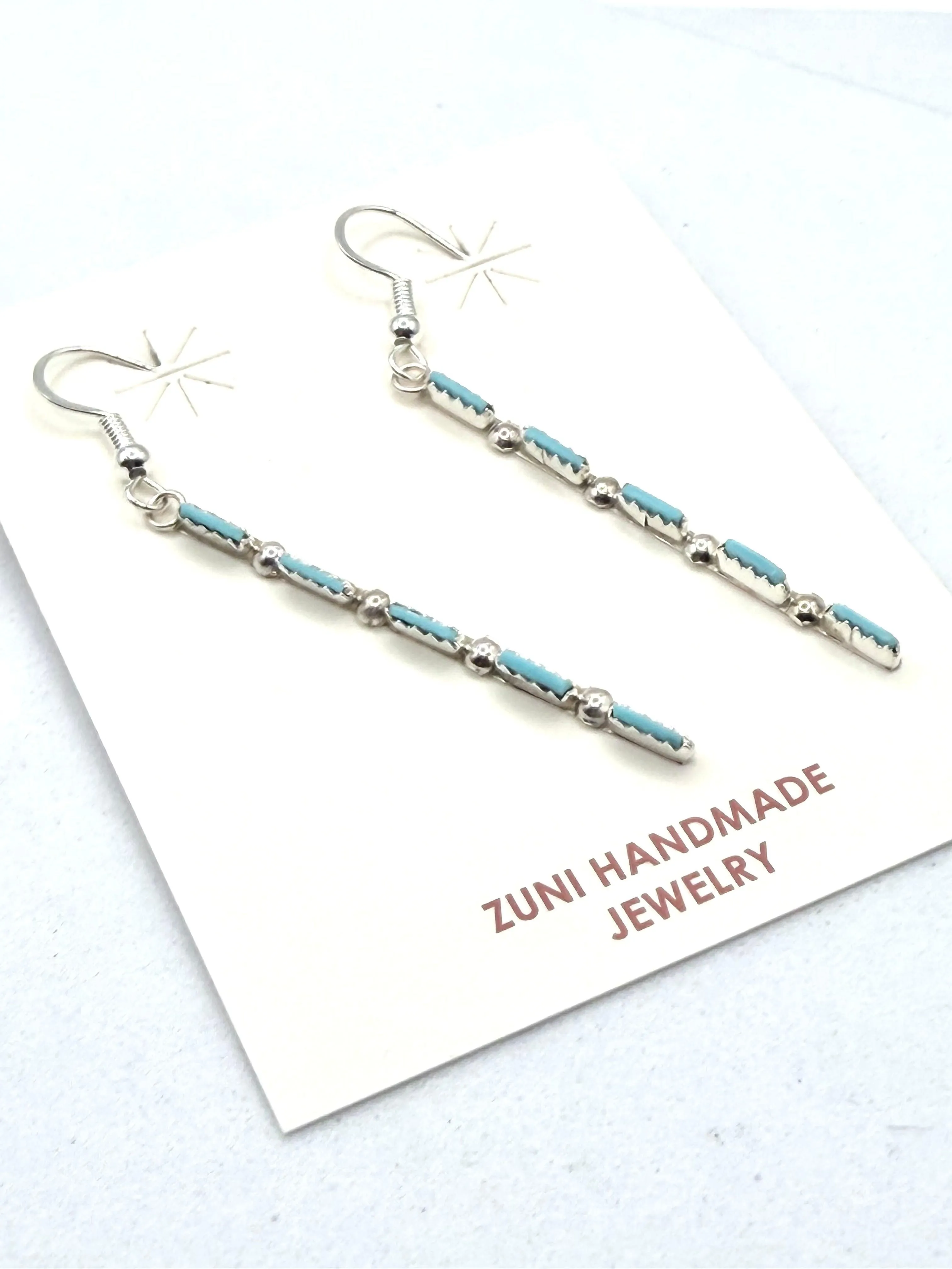 SLEEPING BEAUTY TURQUOISE NEEDLE POINT FISHHOOK EARRINGS (LA 76)