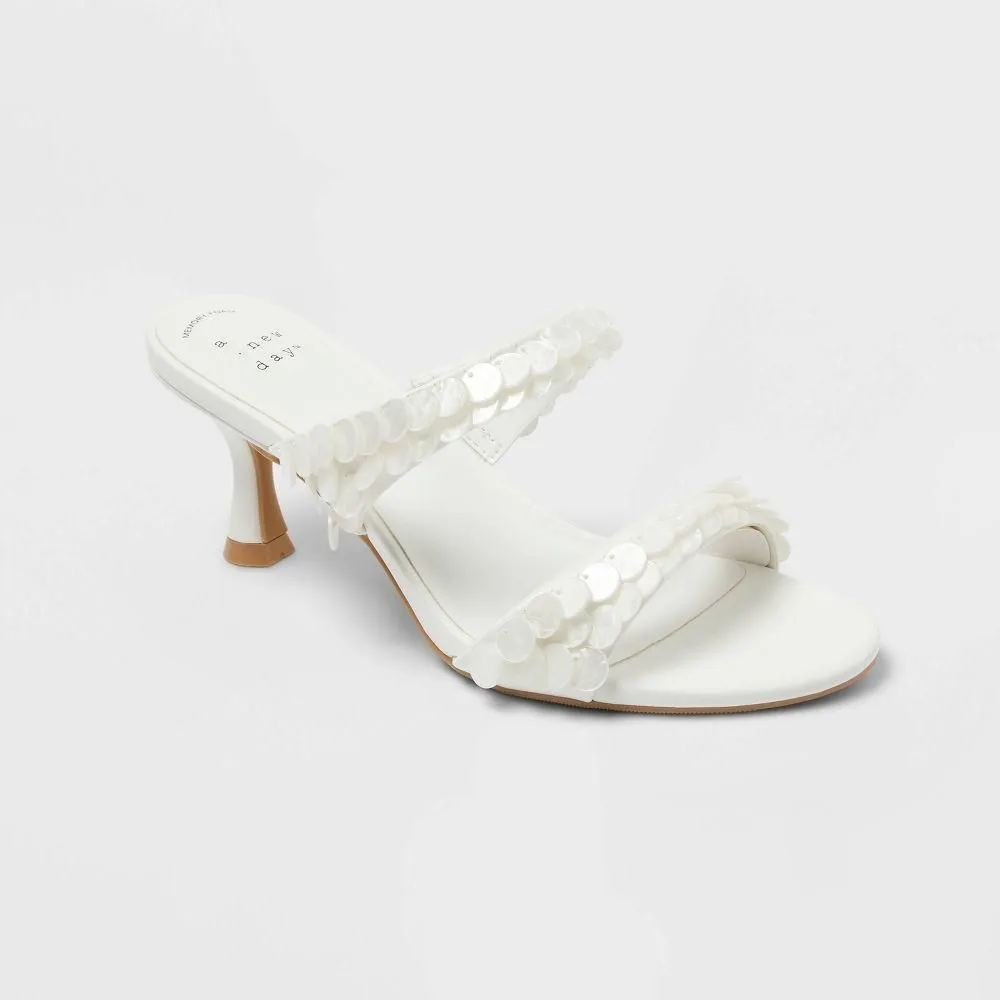 New without Tags - Size: 7.5 - Women’s Paige Heels with Memory Foam Insole - A New Day White