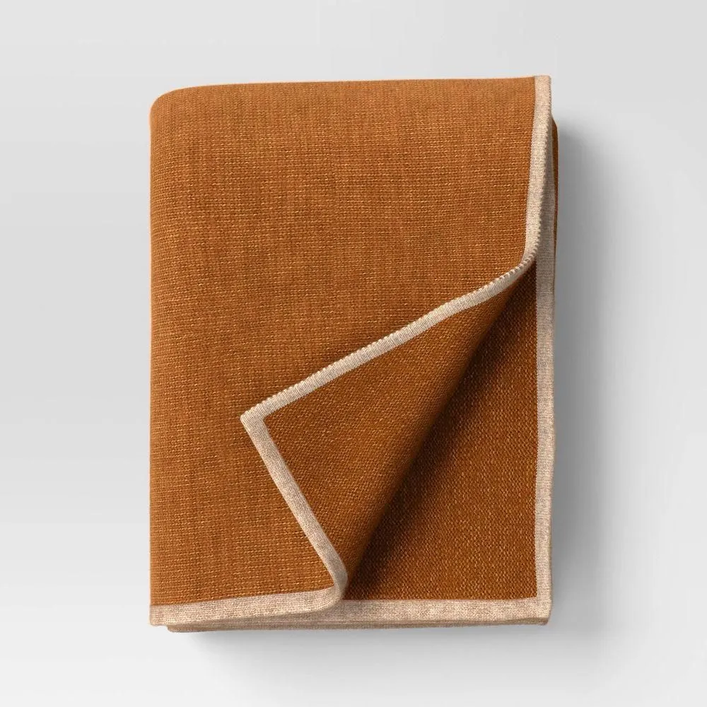New without box - Size: 50x70 inches - The Cozy Collection Cozy Faux Cashmere Knit Throw Camel - Threshold