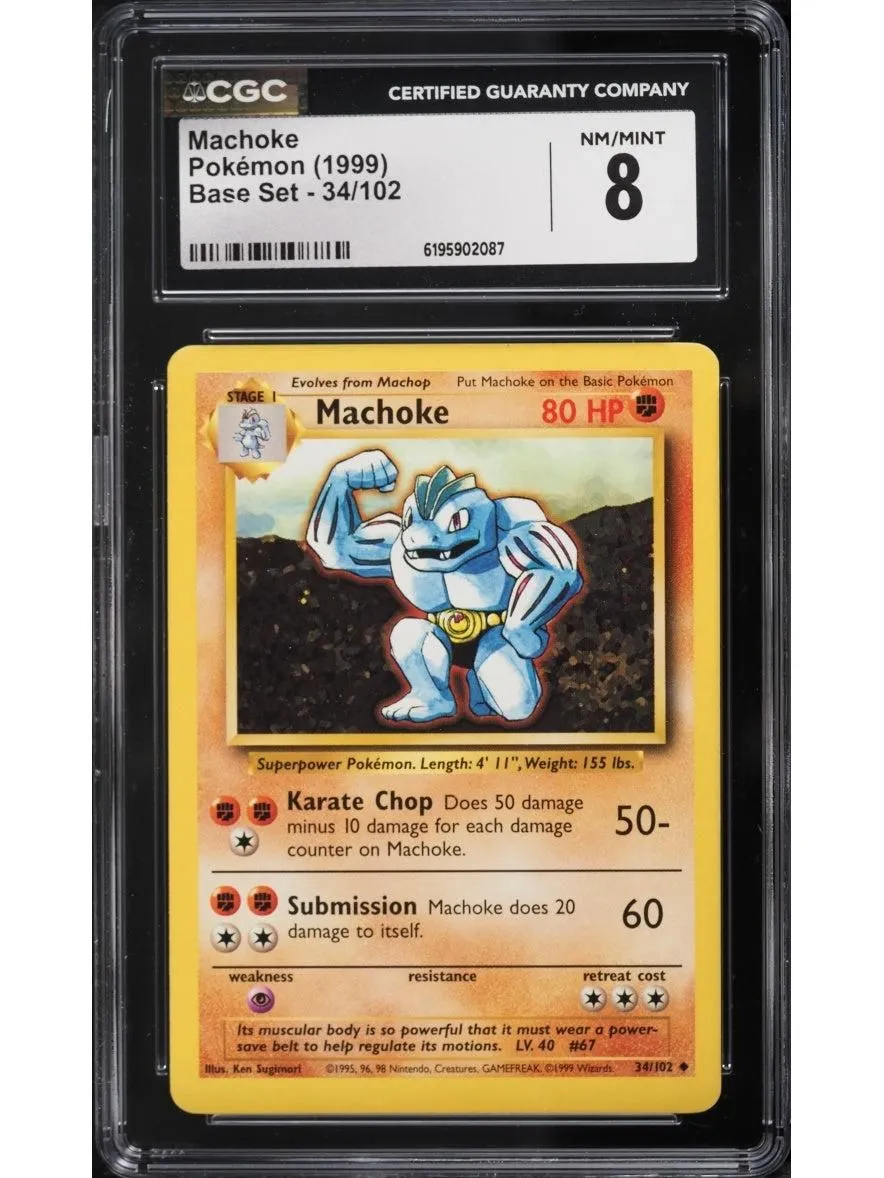 1999 Machoke #34/102 — Base Set — CGC 8 NM-Mint