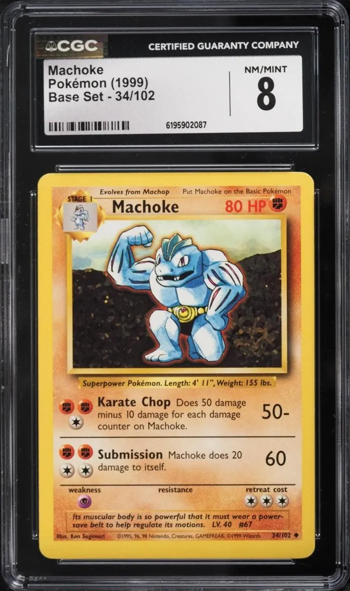 1999 Machoke #34/102 — Base Set — CGC 8 NM-Mint