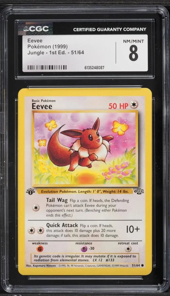 1999 Eevee #51/64 1st Edition — Jungle — CGC 8 NM-Mint