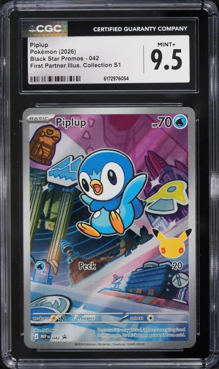 Piplup #042 Full Art — First Partner Illustration Collection Promo — CGC 9.5 Mint+