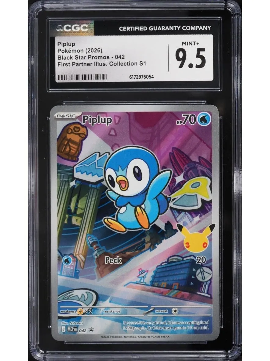 Piplup #042 Full Art — First Partner Illustration Collection Promo — CGC 9.5 Mint+