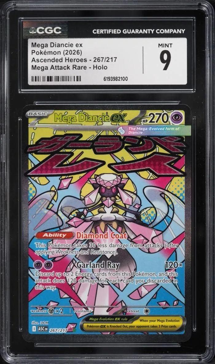Mega Diancie ex #267/217 Mega Attack Rare — Ascended Heroes — CGC 9 Mint
