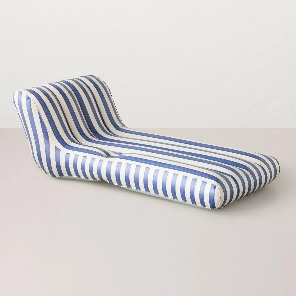 Used and fully functioning - Inflatable Pool Lounger Blue Striped - Hearth & Hand with Magnolia