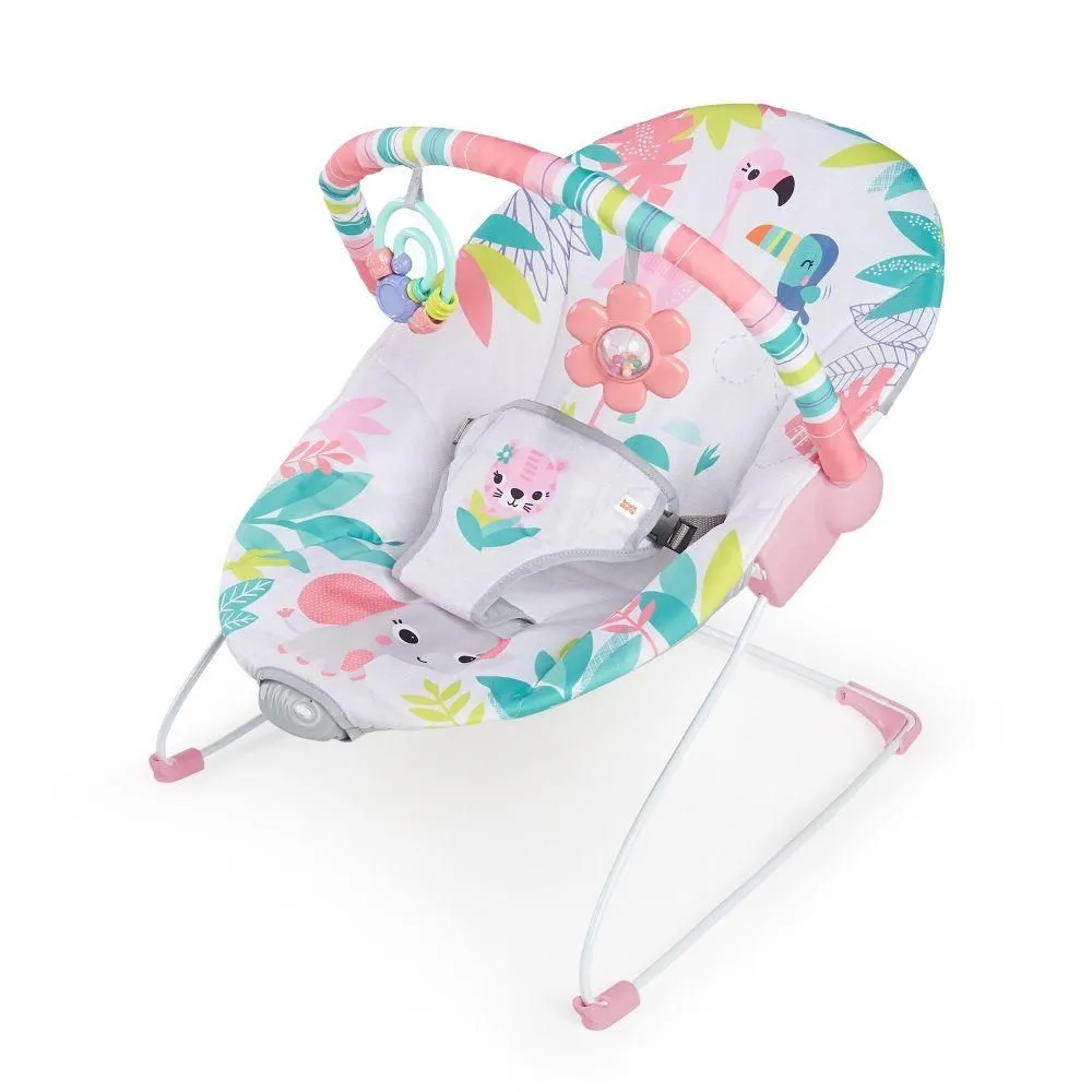 New without Tags - Bright Starts Vibrating Baby Bouncer - Flamingo Vibes