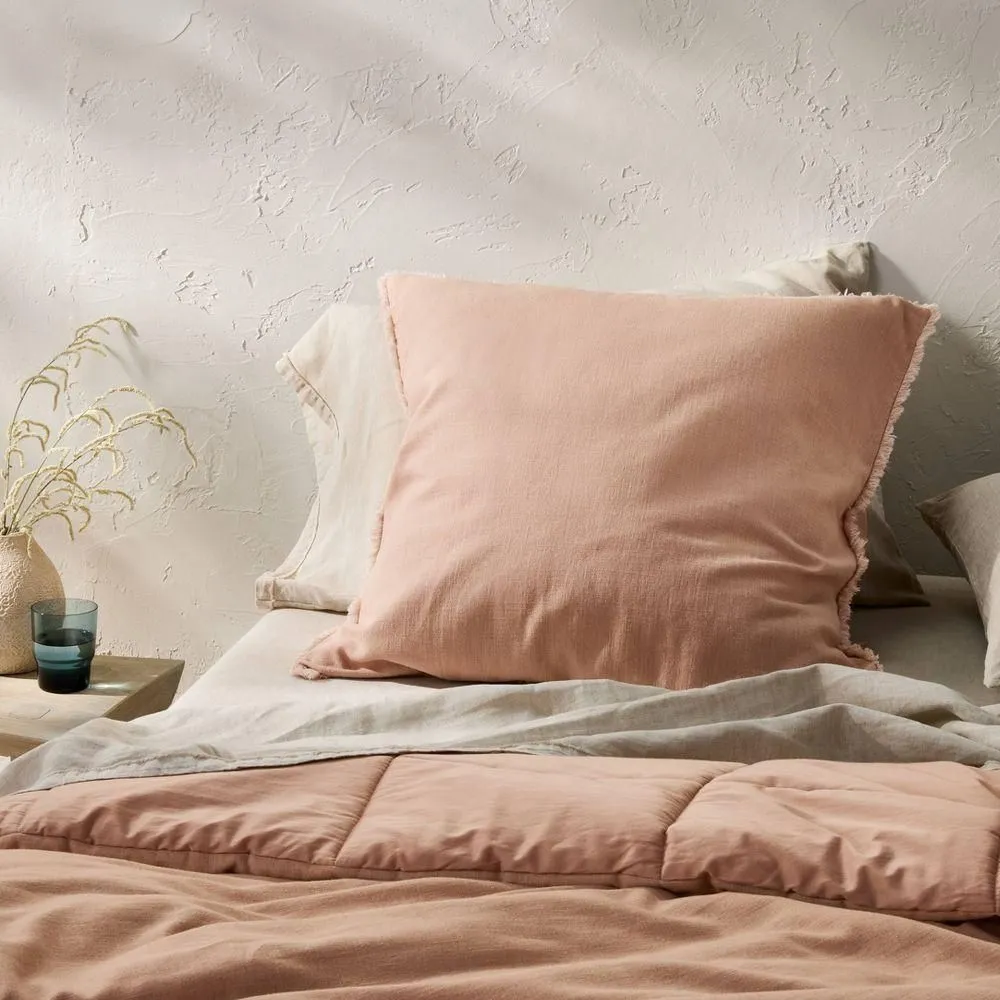 New without box - Euro Heavyweight Linen Blend Comforter Sham Light Adobe Clay- Casaluna