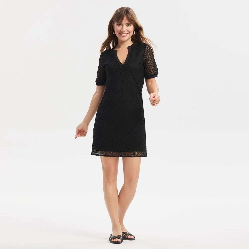 New without Tags - Women's Short Sleeve Mini Shift Dress - A New Day Black S