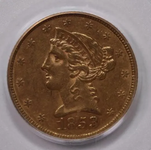1853 $5 Gold Liberty, Half Eagle, PCGS VF-35, Store Sale #G003