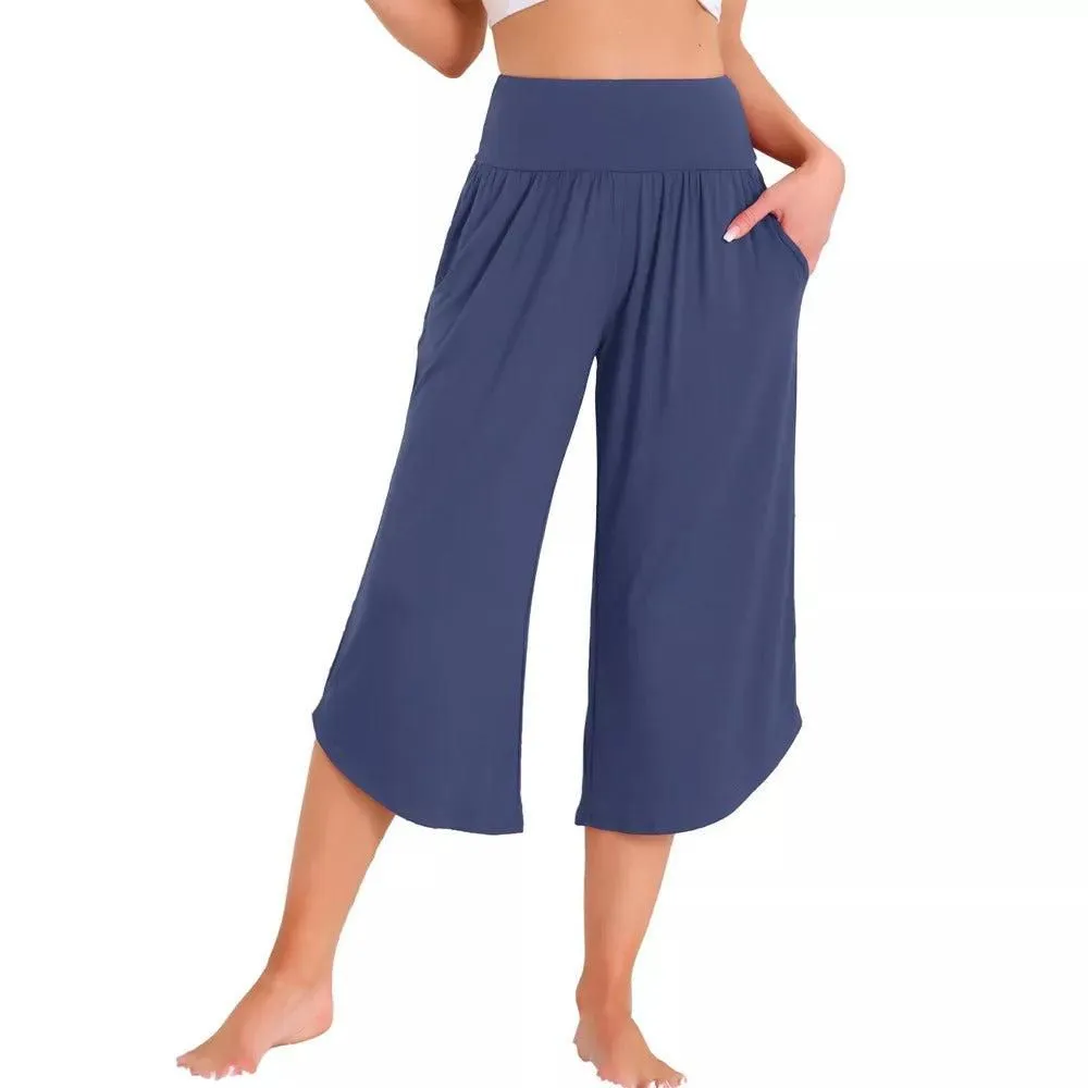New without Tags - Size: Large - INSPIRE CHIC Women's Capri Lounge Yoga Summer Wide Leg with Pockets Workout