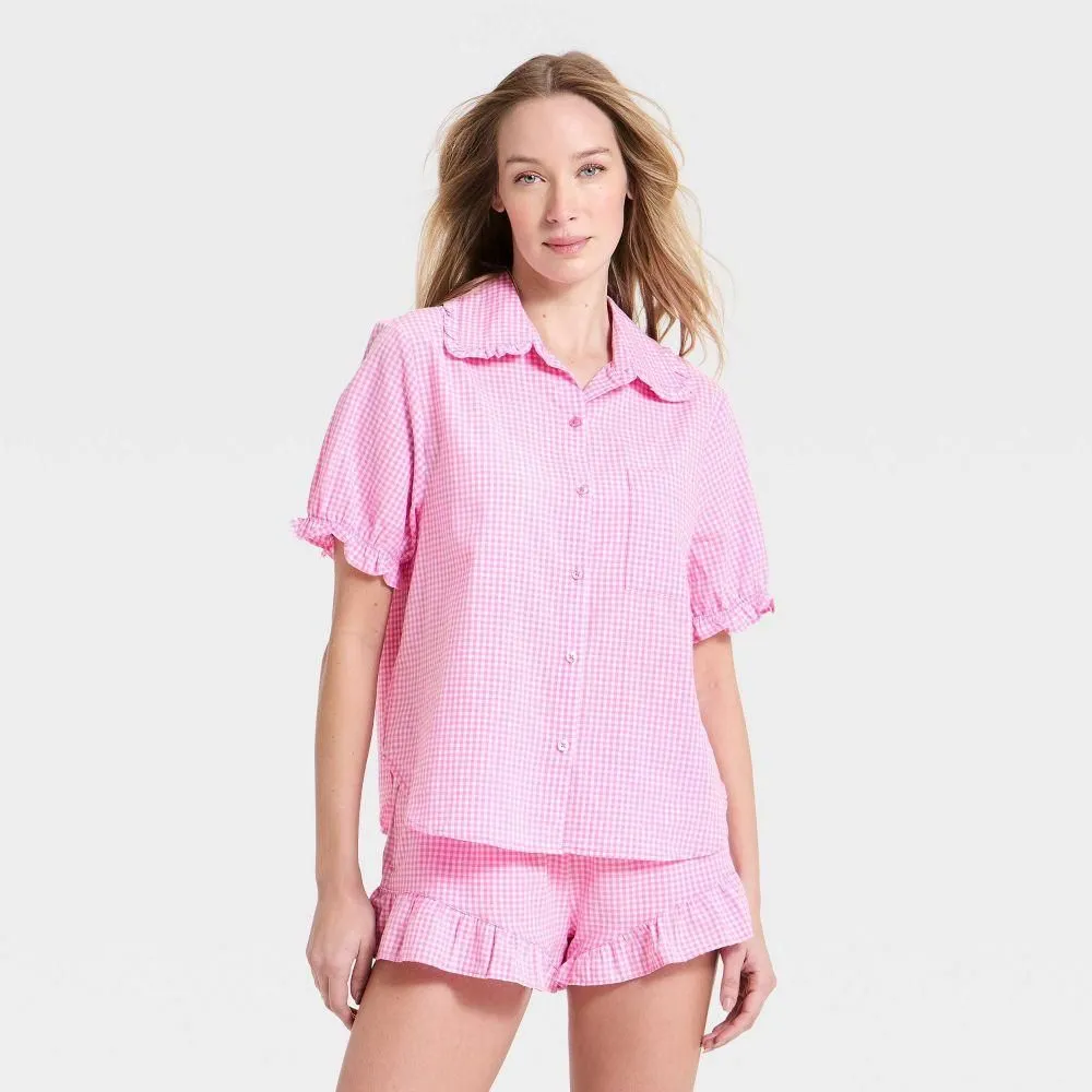New without Tags - Size: XS - Women's Mommy & Me Ruffle Short Sleeve Notch Collar Shirt and Shorts