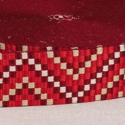 1.5" Multi Geo Webbing- Red Multi: Sold By the Yard