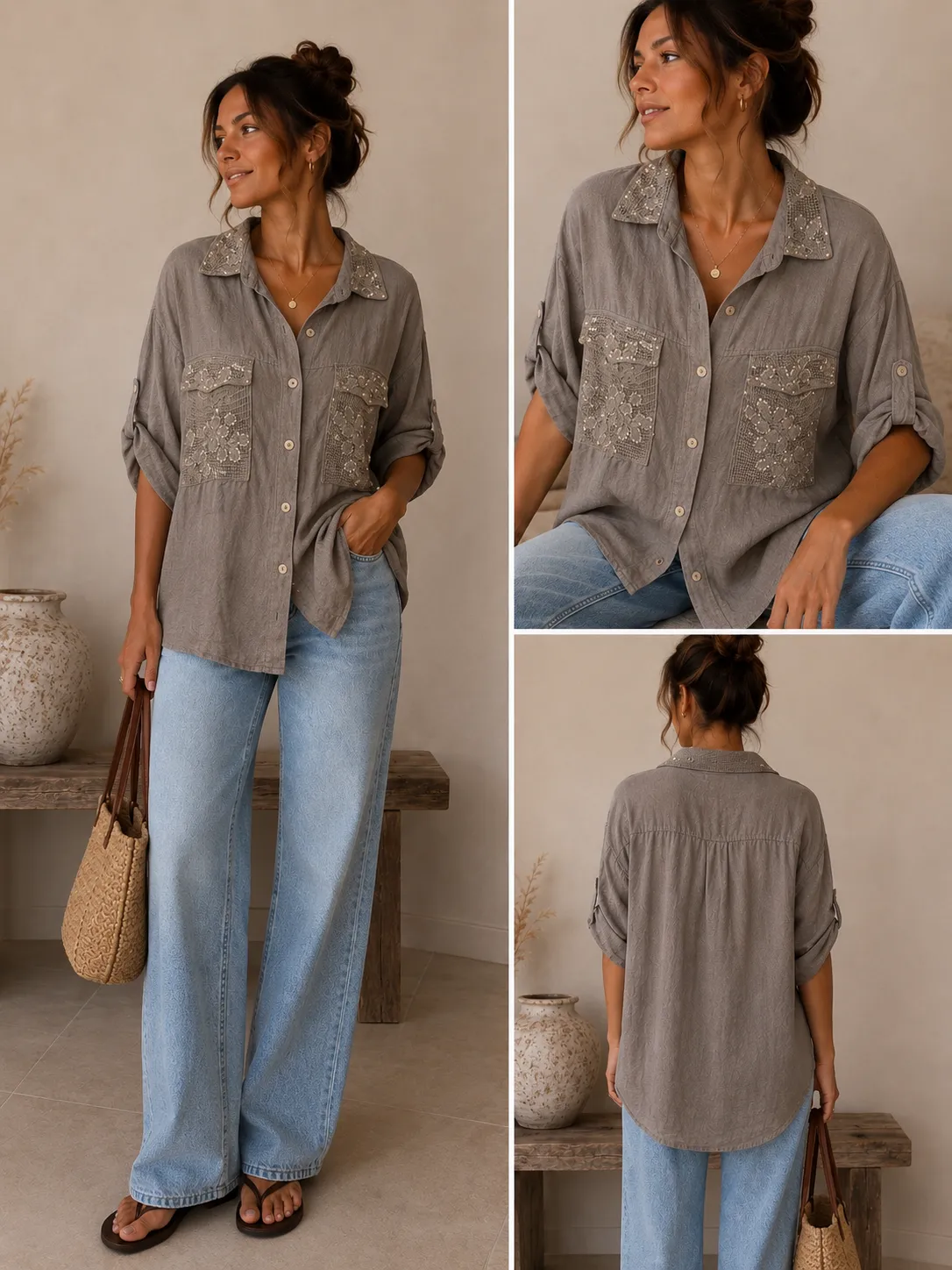 Embellished Linen Blouse | HerEdits